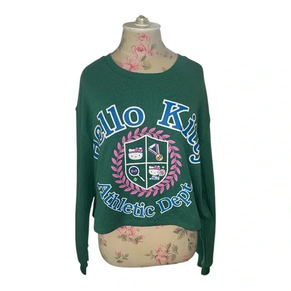 Hello Kitty Athletic Dept by Sanrio Crewneck Cropped Sweatshirt L - Picture 4 of 8